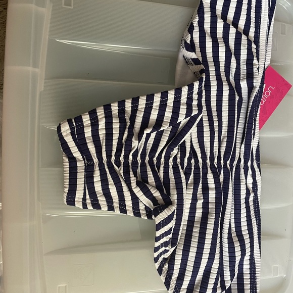 Target Women’s /teen pink swimsuit top with blue/white stripe bottom-M4-6-NWT - Picture 6 of 11